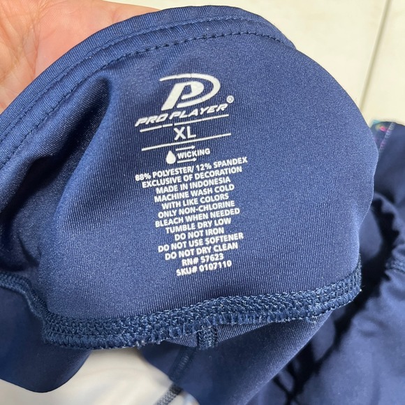 Pro Player Womens XL Capri Leggings Blue Floral Stretch Active Workout Pants - Picture 5 of 11